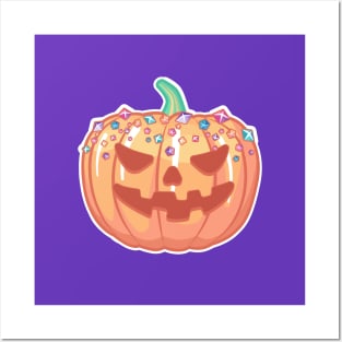 Sugar-Sprinkled Jack-o-lantern on dark colours Posters and Art